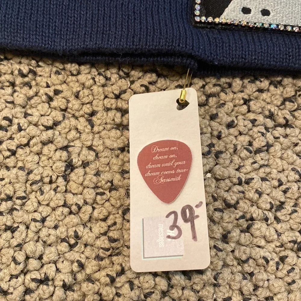 NWT Blue Ombré Cassette Patch with Rhinestones Beanie
